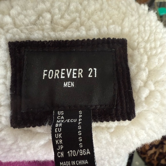 Forever 21 Men’s size S  Black Corduroy Faux Sheep Jacket  Pockets - Picture 12 of 12